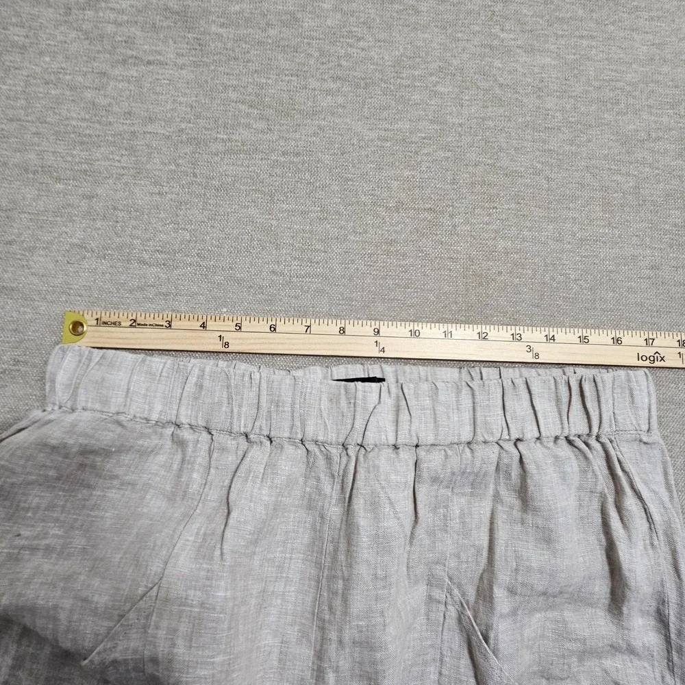 Quince Tapered Ankle Pants L Flax European Linen Elastic Waist LB94202-JDAVN01